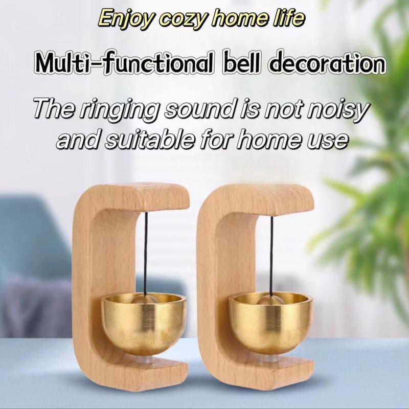 Wooden Wind Chime, 1 Count Exquisite Copper Bell Hanging Decor, Multifunctional Durable Entry Reminder for Housewarming Gift