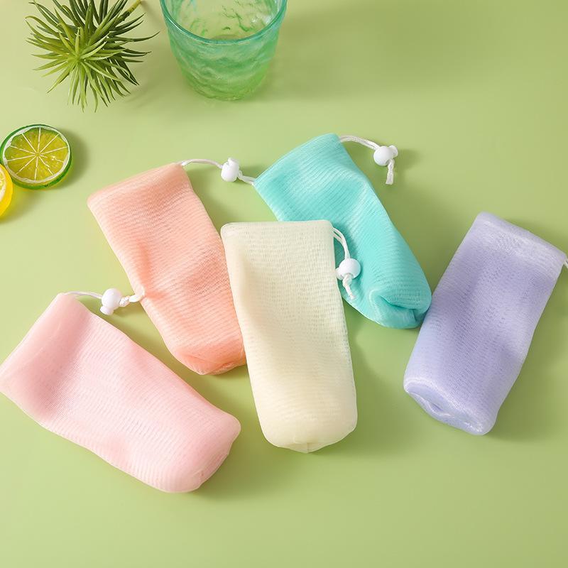 Hangable Mesh Soap Bag for Shower (4pcs), Soft Soap Saver Bag Pouch with Drawstring, Skincare Tools for Soap Bars Foaming and Drying