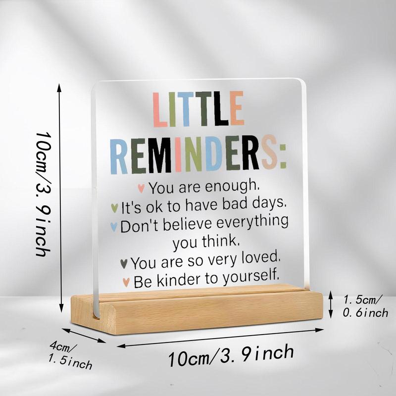 Acrylic Reminder Sign, Creative Inspirational Transparent Desktop Decor Sign with Wooden Base, Desk  Signage  Decor for Home Office School Living Room Office Dormitory, Fall Decor