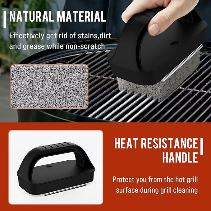 MEKER Blackstone Griddle Cleaning Kit - Complete Flat Top Grill Cleaning Set with Grill Stone, Scraper & Brush for Effortless Stain Removal, Gift Christmas 2024, Household, Kitchen