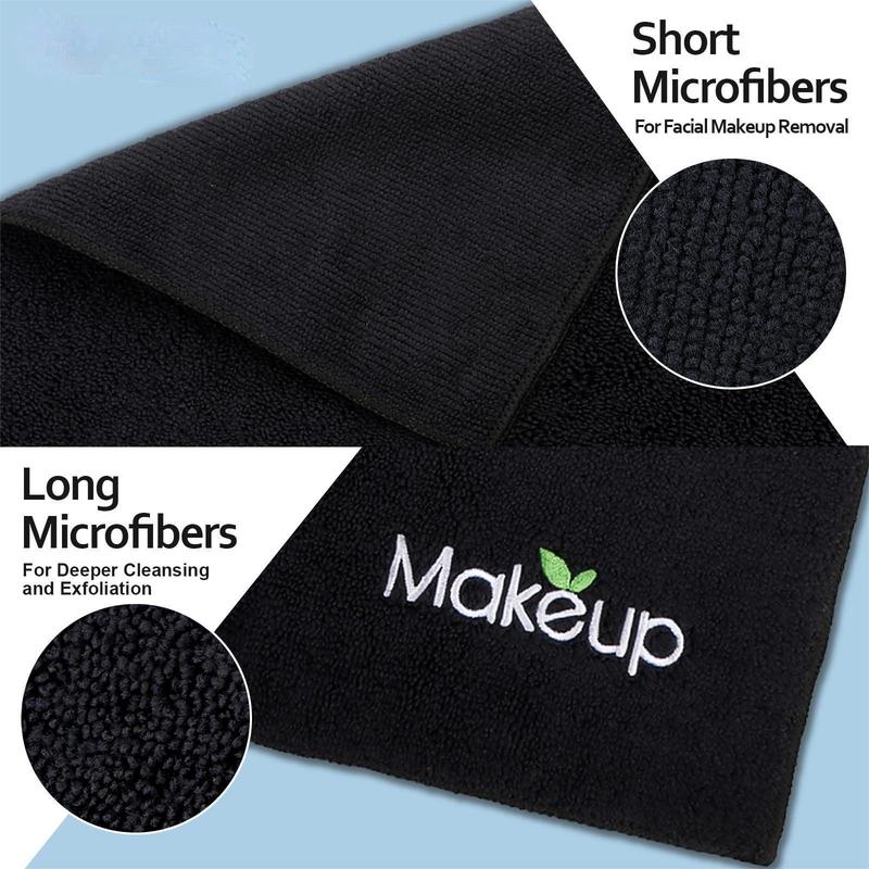 Makeup Remover Wash Cloths - Super Soft & Quick Dry Microfiber Face Towel, Absorbent Washcloths for Cleansing, Fingertip Face Towels for Makeup Removal, 13 x 13 inch, Pack of 6, Black