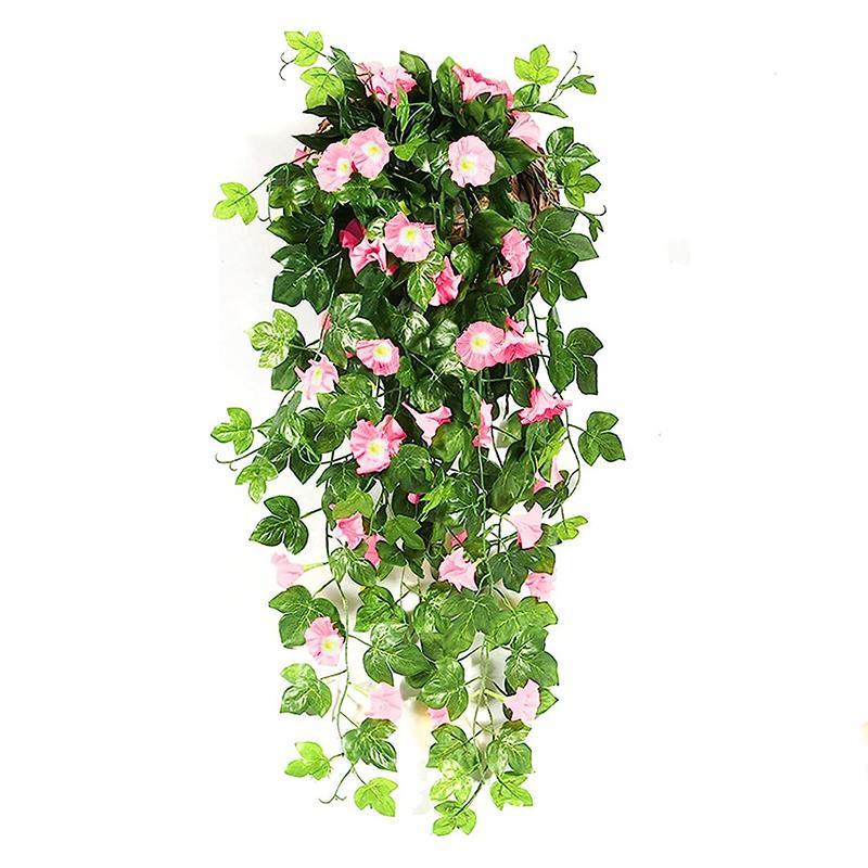 Artificial Morning Glory Vine, Faux Flower Wall Hanging Fake Plant Wall Decor, Gift for Mom, Spring Summer Decorative Plants for Living Room Bedroom Dining Room Garden Front Door Porch