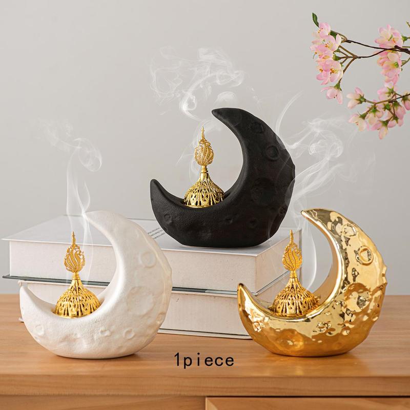 Moon Shaped Incense Burner, Creative Incense Burner Holder, Home Fragrance Holder, Desktop Decor for Home Office, Ramadan Decorations