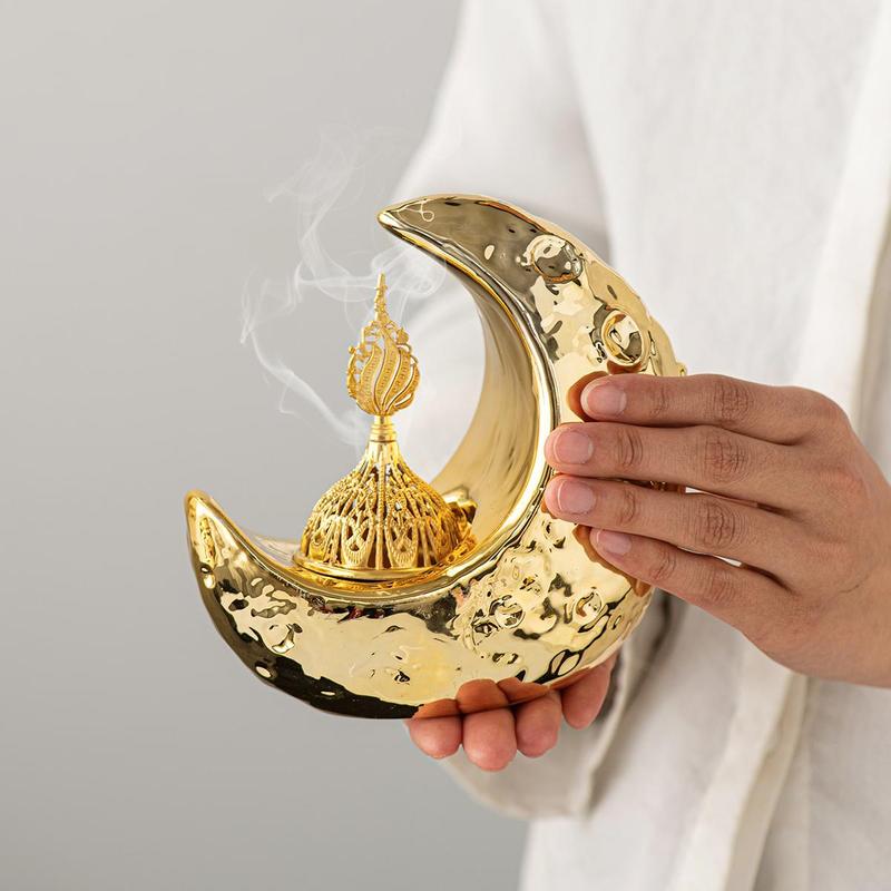 Moon Shaped Incense Burner, Creative Incense Burner Holder, Home Fragrance Holder, Desktop Decor for Home Office, Ramadan Decorations