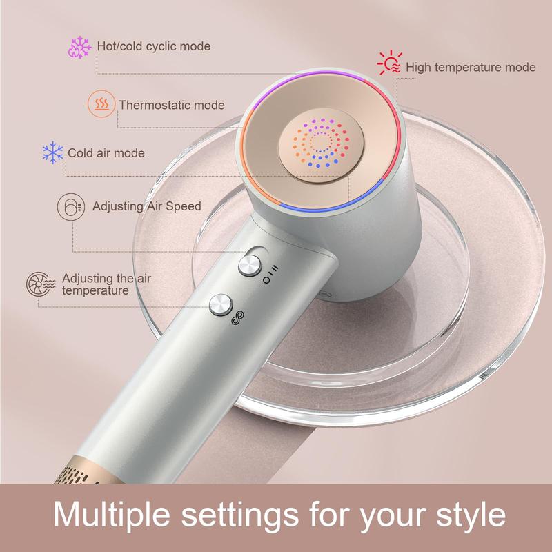 Tldeways High-speed Hair Dryer Titanium Edition blow dryer Brushless Motor & Ionic Technology 4 Temperature Settings Thermo Control Technology Ergonomic Design