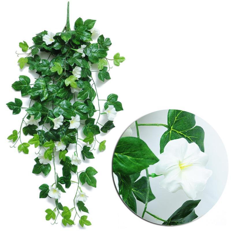 Artificial Morning Glory Vine, Faux Flower Wall Hanging Fake Plant Wall Decor, Gift for Mom, Spring Summer Decorative Plants for Living Room Bedroom Dining Room Garden Front Door Porch