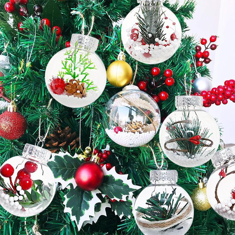 Clear Christmas Ball Ornament, 12pcs box 6cm Christmas Ball Decoration, Christmas Tree Hanging Decoration, Festive & Party Supplies