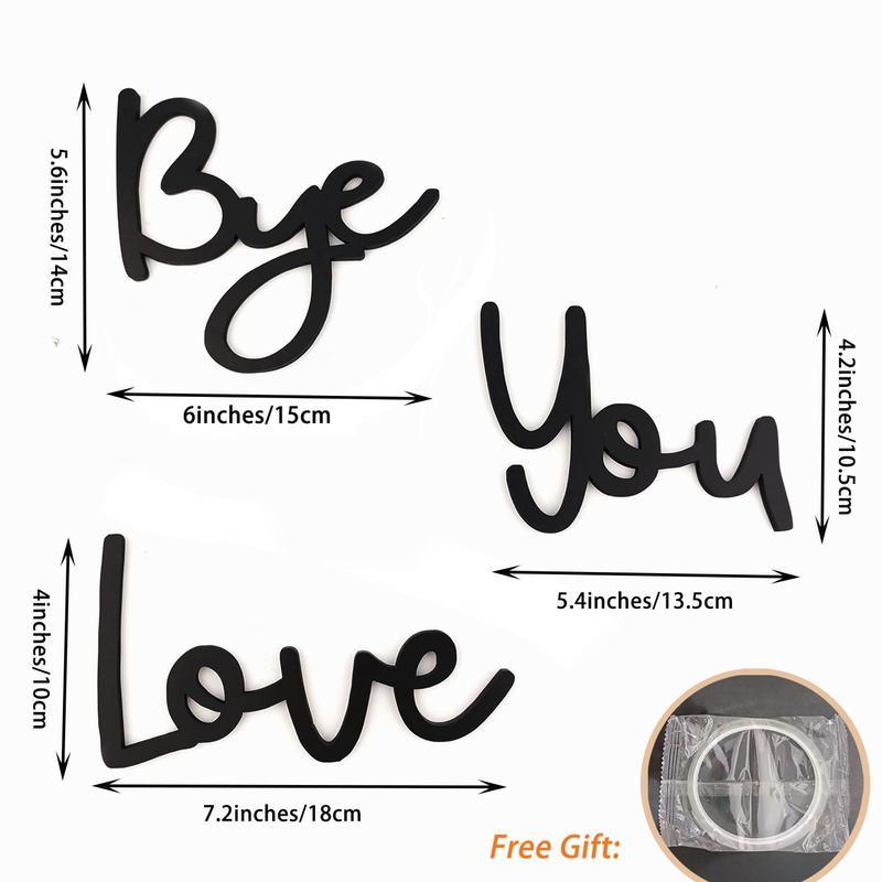 Love You Bye Sign, 1 Set Modern Wall Decor, Wall Art Ornaments for Home Living Room Bedroom Office, Bedroom Refresh Decor, Home Decor Ideas