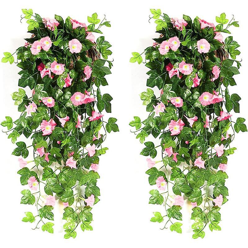 Artificial Morning Glory Vine, Faux Flower Wall Hanging Fake Plant Wall Decor, Gift for Mom, Spring Summer Decorative Plants for Living Room Bedroom Dining Room Garden Front Door Porch