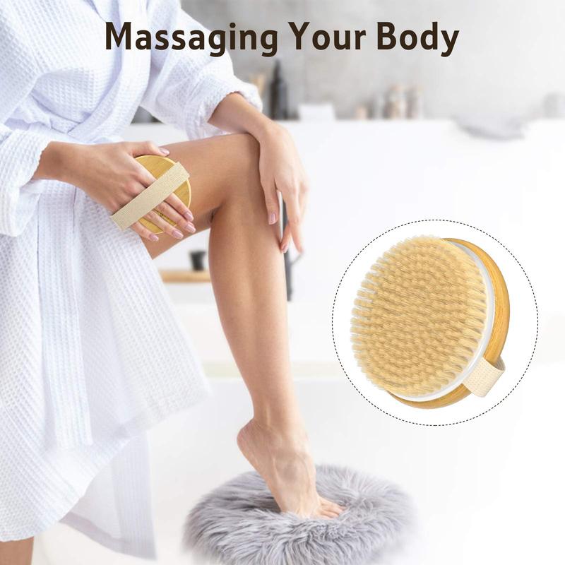 2-pack bamboo dry brush: suitable for wet and dry brushing, with soft and hard bristles, suitable for all skin types