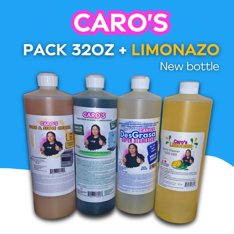 Caro's Pack de 32oz Limonazo, Sarro, Desgrasa, & Oven Cleaner