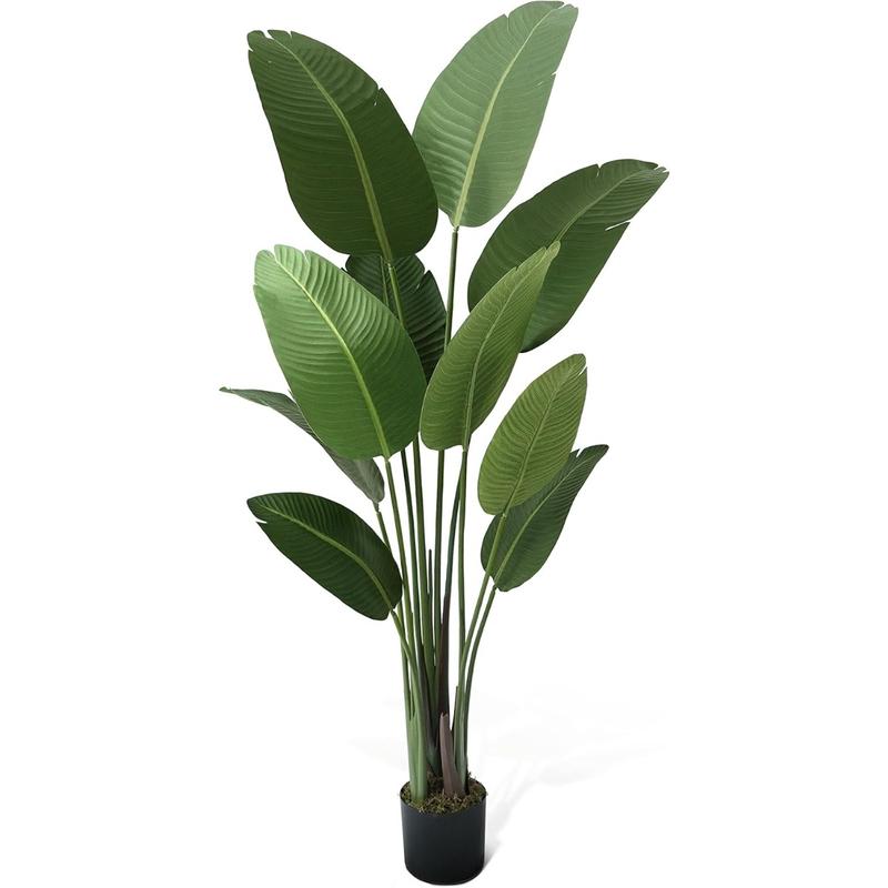 5 Feet Artificial Bird of Paradise, 60 Inch with 10 Trunks, Premium UV Resistant Lifelike Fake Plant in Pot with Dried Moss for Office, Indoor Outdoor Use & Tropical Home Décor Decor Decorative Fruit Plastic Fruit Plastic Tree Ornaments