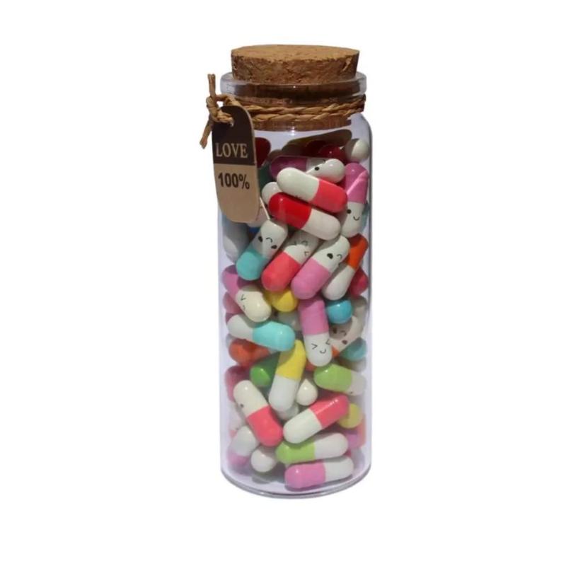 100pcs Capsule & Bottle Set, 1 Set Mini Love Writing Paper Gift, Handmade Gift for Party Festival Valentine's Day