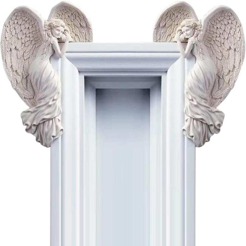 Angel Wing Design Door Hanging Decor, 1 Count Cute Resin Sculpture, Decorative Ornament for Home Lintel Desk Side Bookshelf