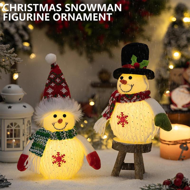 Christmas Snowman Design Glowing Doll, Battery Powered Decorative Light, Decorative Ornament for Home Party Festival, Home Decor Including Batteries