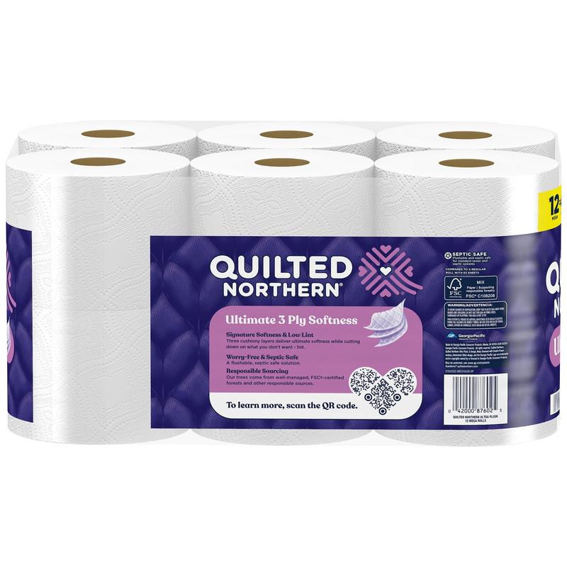 Quilted Northern Ultra Plush 3-Ply Toilet Paper, 12 Mega Rolls