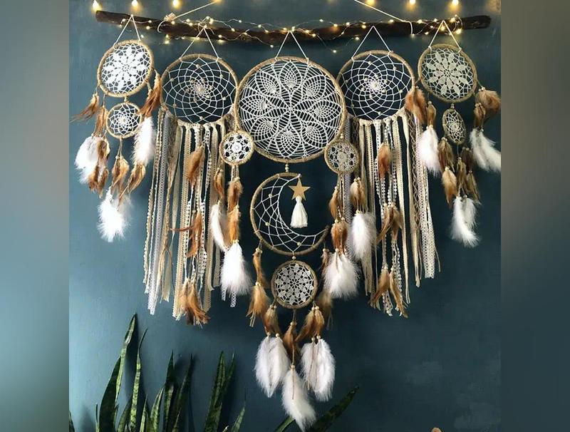 5pc Boho Macrame Dream Catcher Set