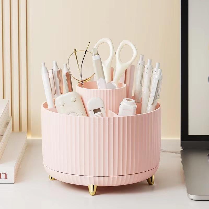 360° Rotatable Makeup Brush Holder, Makeup Brush Storage Box, Desktop Makeup Organizer, Stationery Storage Box for Home Office