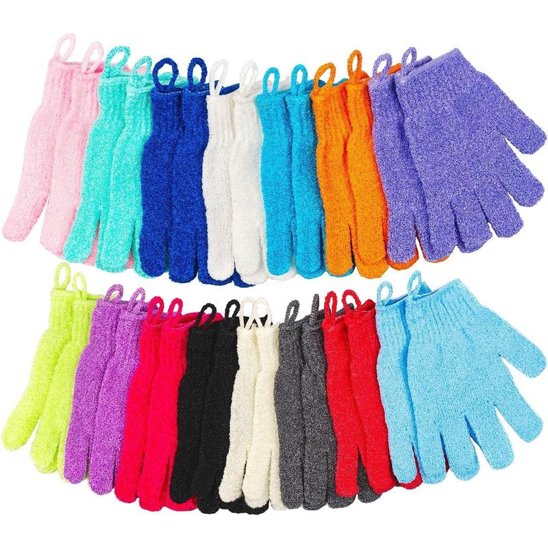 30 Count Exfoliating Gloves for Shower, 15 Colors Body Exfoliator Glove with Hanging Loop, Scrub Exfoliate Glove Mitt Bath Face Spa Hand Scrubber Wash Deep Scrubbing Dead Skin for Women Men