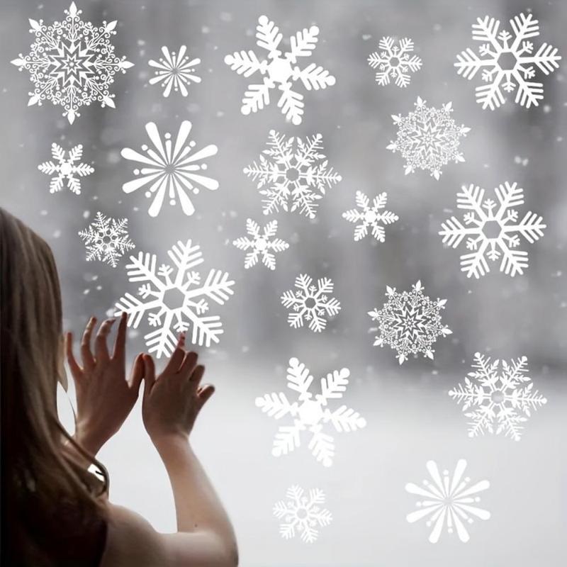 Christmas Snowflake Pattern Window Sticker, 4 Sheets Snowflake Window Decals, Window Decorative Sticker for Home Party Festival, Home Decor