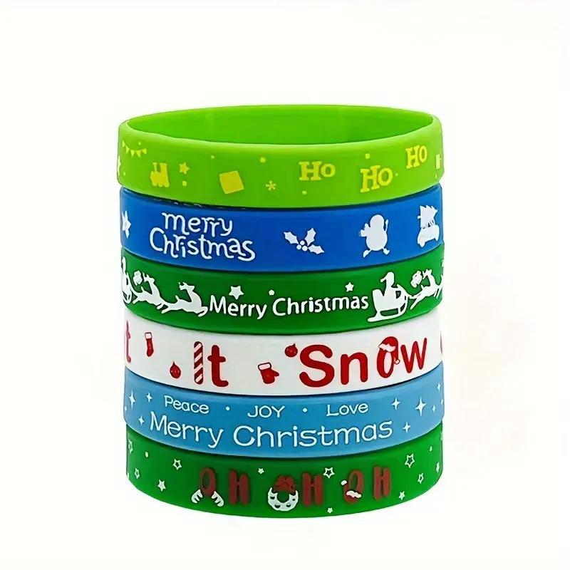 Random Color Christmas Silicone Bracelet, 10pcs set Cute Colorful Bracelet, Christmas Gifts, Party Gift for Students, Festive & Party Supplies