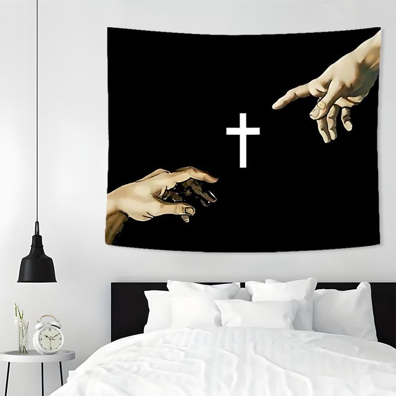 Cross Jesus Pattern Tapestry, 1 Count Aesthetic Wall Hanging Decor, Wall Art for Home Living Room Bedroom Office Dormitory Decor, Boyfriend Gift