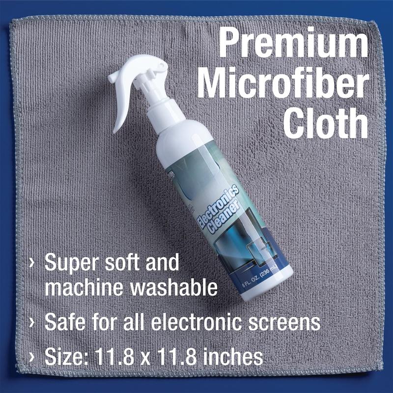 Spray for Electronics Cleaning, Safe Multisurface Cleaner for Any TV, Phone, Monitor, Keyboard, Screen, Computer, Includes Microfiber Towel - 8 Ounce Kit