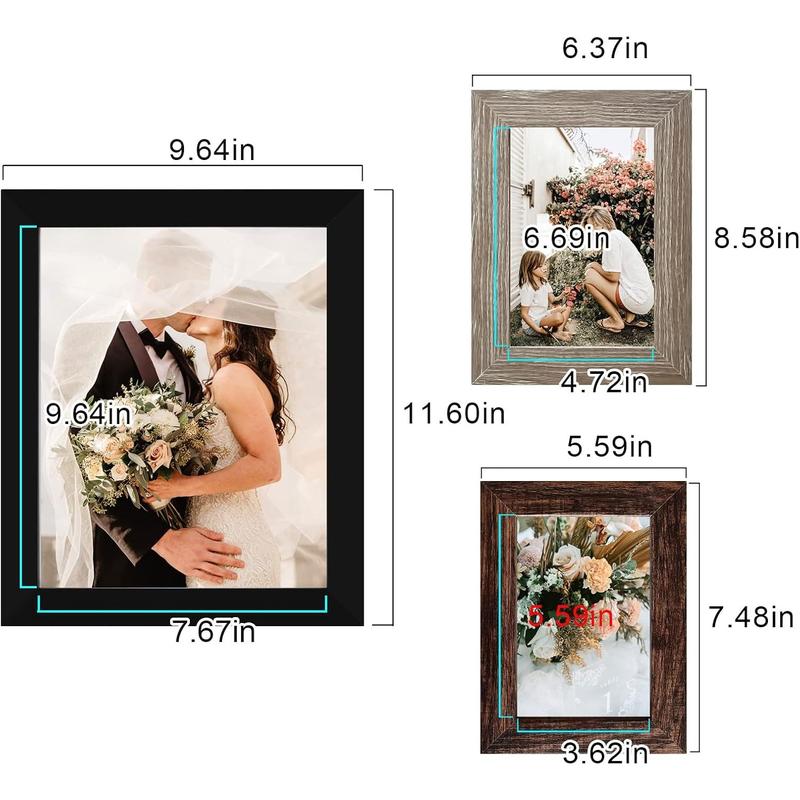 Picture Frame Set 10-Pack, Gallery Wall Frame Collage with 8x10 5x7 4x6 Frames in 3 Different Finishes Decor Photo