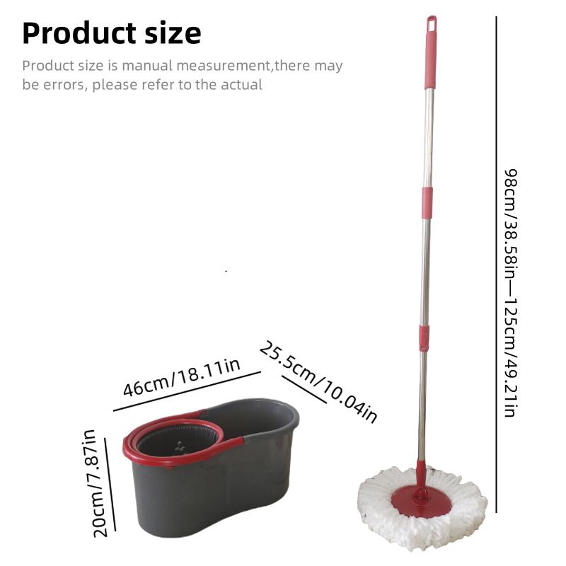 Mop and Bucket with Wringer Set, loo cleaner，360º Spin with Microﬁber Technology, Height Adjustable Handle, Kitchen Mop Floor Wet and Dry Use, Floor Cleaning System