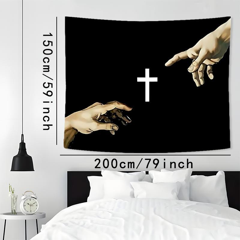 Cross Jesus Pattern Tapestry, 1 Count Aesthetic Wall Hanging Decor, Wall Art for Home Living Room Bedroom Office Dormitory Decor, Boyfriend Gift