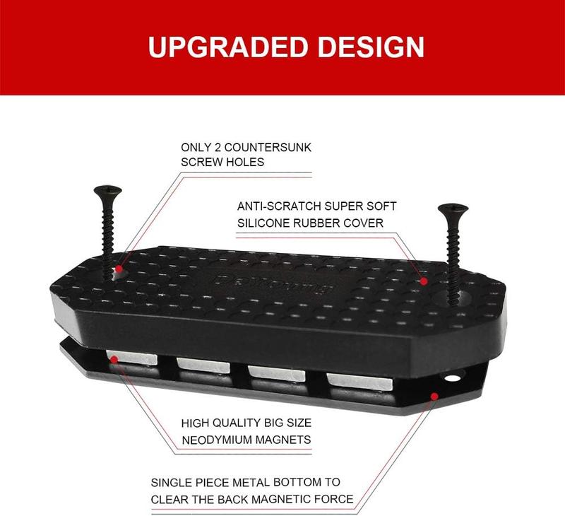 Gun Magnet 56lbs Rated Magnetic Gun Mount, Anti Scratch Premium Rubber Coated Holder for Rifle Pistol Magazines in Vehicle Truck Car Wall and Desk, Indoor Gun Racks