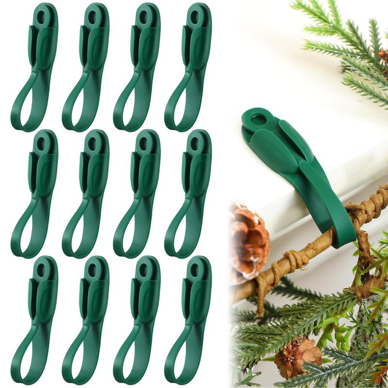 12 24 Pcs Christmas Hooks Garland Hanger Green Hooks christmas Holder Silica Hanger No Tools Cord Bundler Home Hack Decoration Tools Wall Hanger Silicone Adhesive Straps for Wreath Garland Fireplace Mantle Stairways