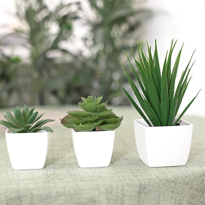 Room Decor Artificial Succulent Potted Plant, 3 Counts Fake Succulent Plant for Home Decor, Decorative Potted Plants for Bedroom Living Room Restaurant Cafe, Gifts for Girlfriend, Fall Porch Decor