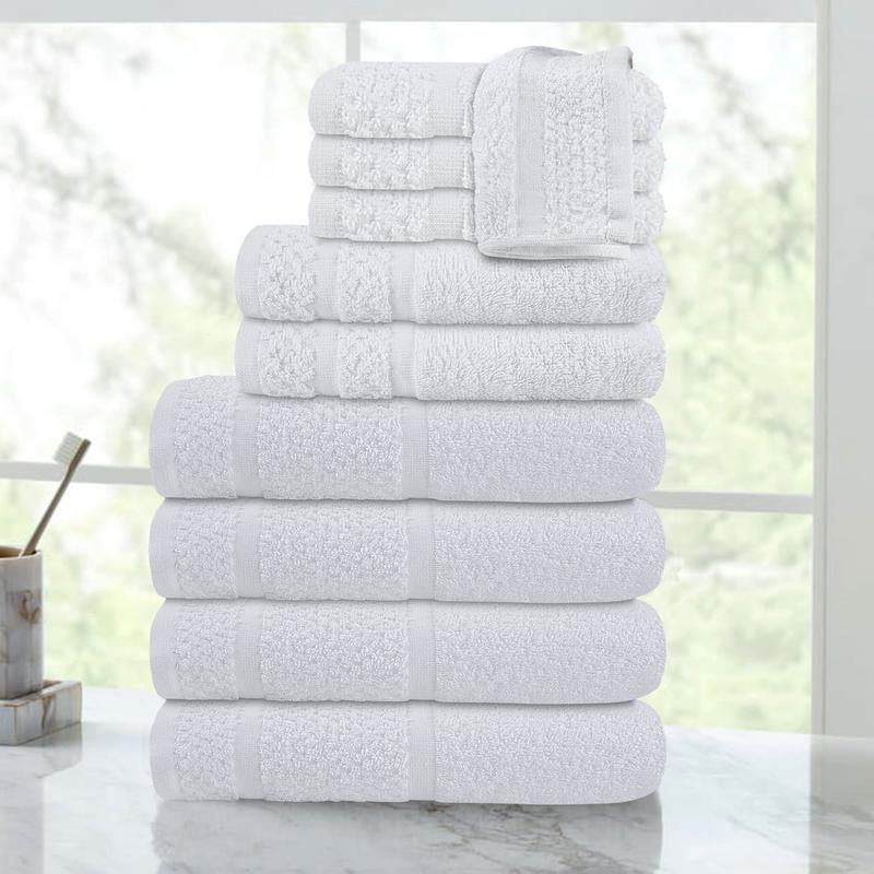 Mainstays 10 Piece Towel Set with Upgraded Softness & Durability, White