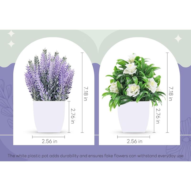 2 Pack Small Fake Plants Faux Plants Indoor with Flower for Home Bathroom Kitchen Office Desk Decor