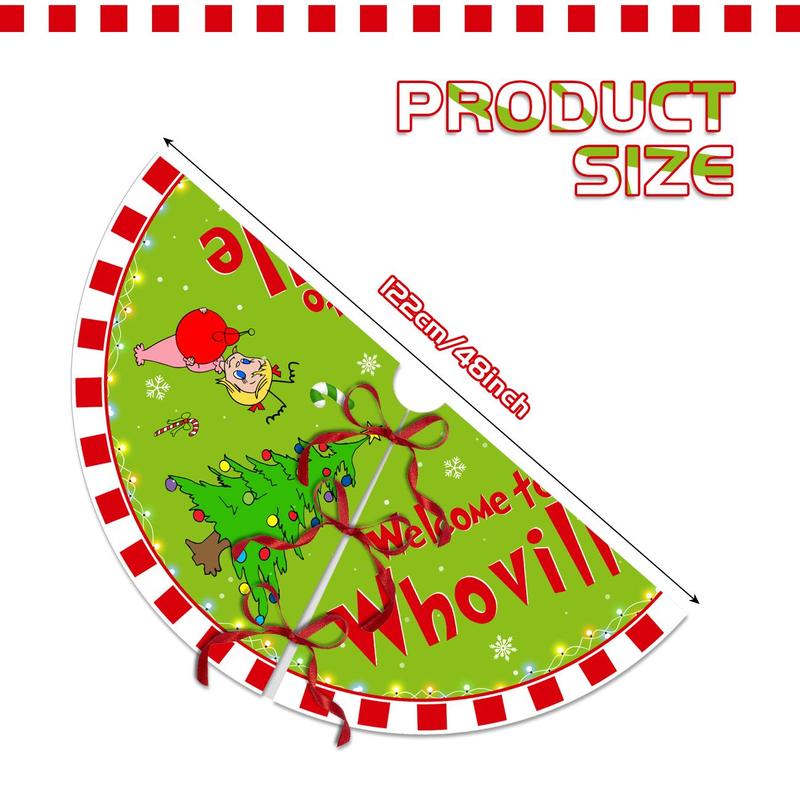 Christmas Tree Skirt, 1 Count Welcome To Whoville Merry Christmas Collar, Soft Farmhouse Xmas Holiday Decoration, Christmas Decor Mat