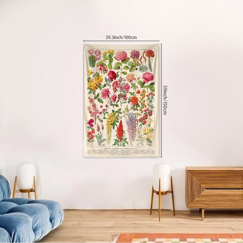 Floral Wall Tapestry, 1 Count Summer Home Decor Hanging Aesthetic Bohemian Wall Hanging Tapestry, Wall Art Decoration for Living Room Dorm Bedroom Decor