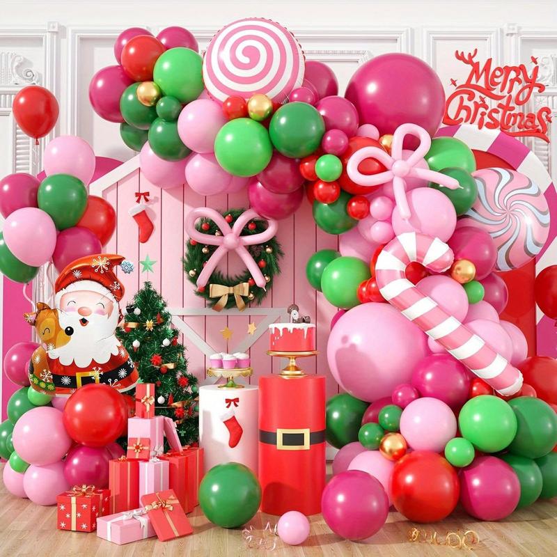 Christmas Balloon Garland Arch Kit, 153pcs set Mixed Color Balloon Set, Atmosphere Decoration Supplies for Home Party & Festival