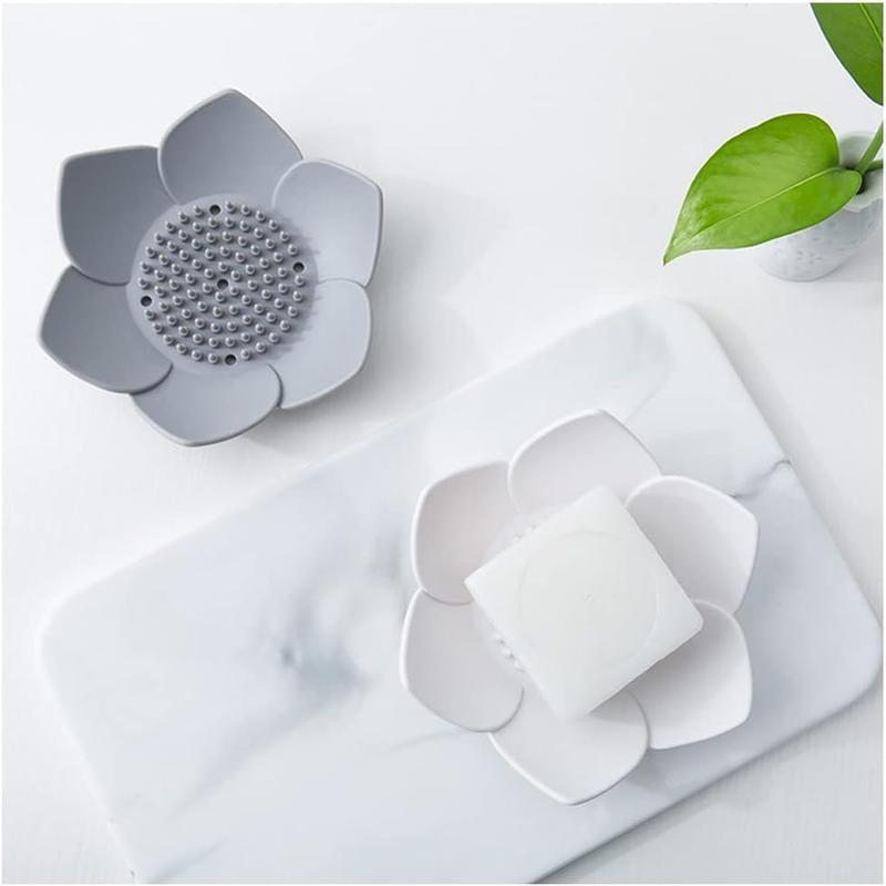 Silicone Soap Dishes with Draining - 2 Pack for Shower, Sink, and Bathtub. Extend Soap Life.