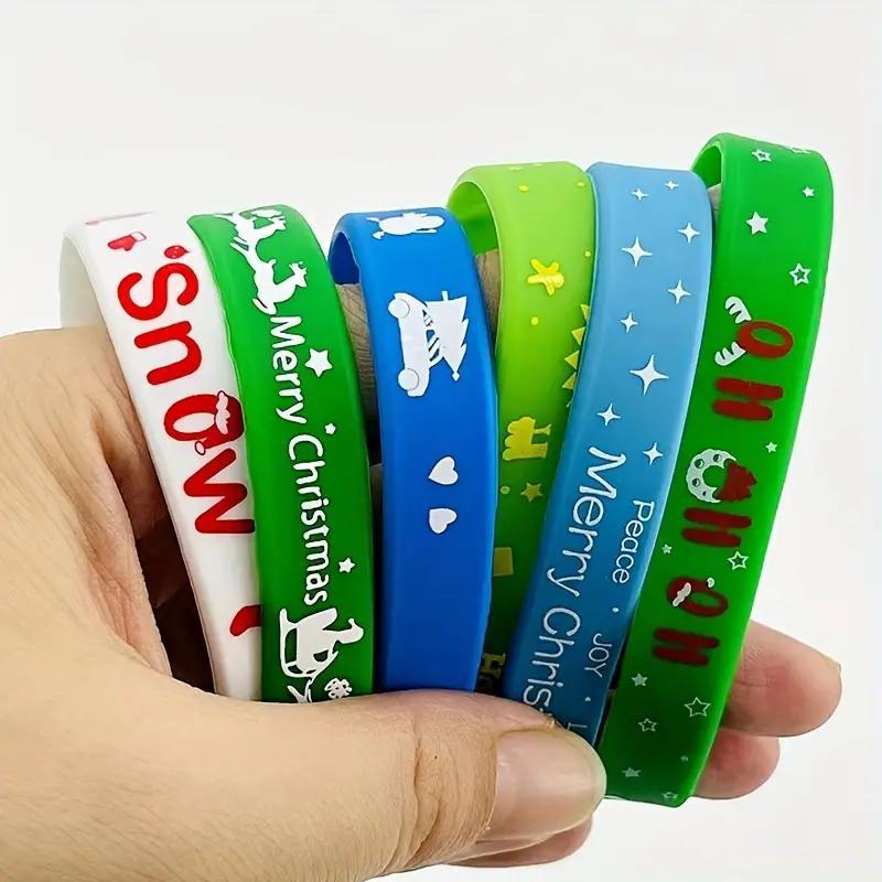 Random Color Christmas Silicone Bracelet, 10pcs set Cute Colorful Bracelet, Christmas Gifts, Party Gift for Students, Festive & Party Supplies