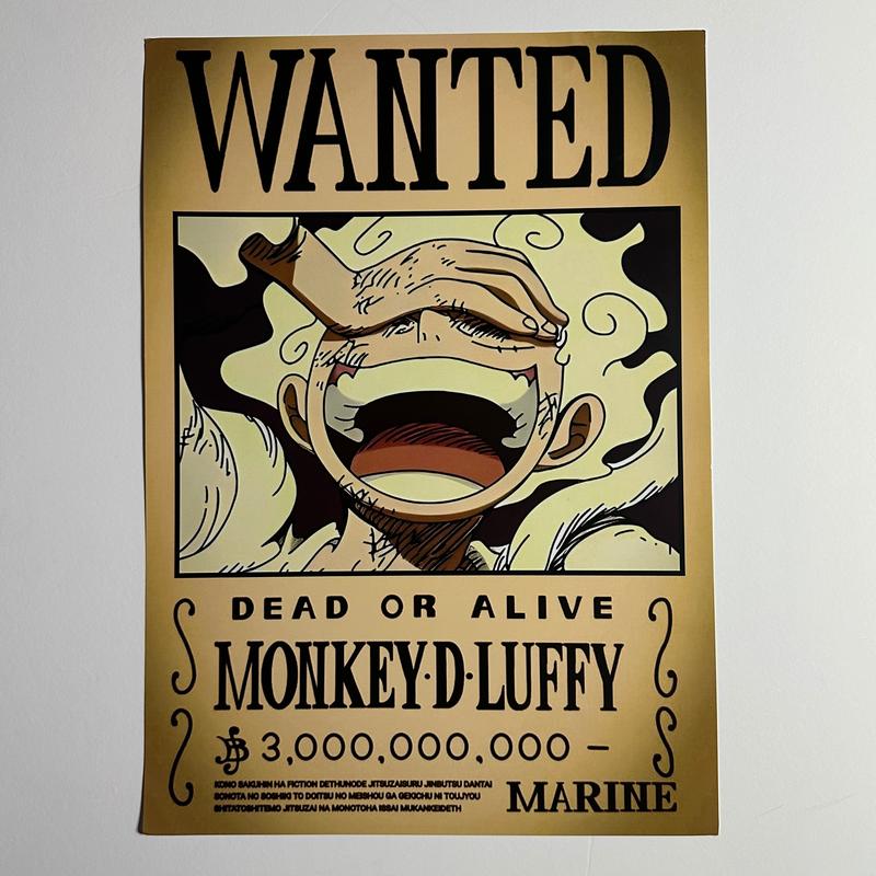 Luffy Wanted Poster Anime Room Decor, One Piece, Straw Hat Pirates, Hanging Pack Adventure