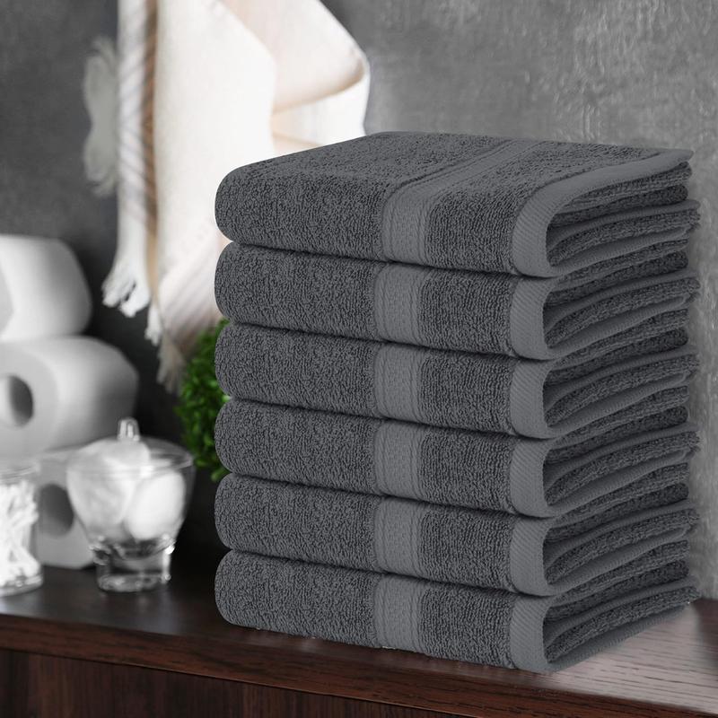 Towels 6 Pack Premium Hand Towels Set, (16 x 28 inches) 100% Ring Spun Cotton, Ultra Soft and Highly Absorbent 600GSM Towels for Bathroom, Gym, Shower, Hotel, and Spa (Grey)