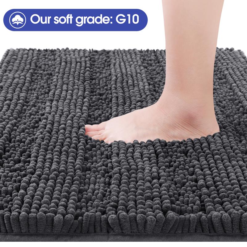 ACCUMTEK Striped Bathroom Rug Mat Ultra Soft, Non Slip Chenille Bath Rugs, Absorbent Plush Shaggy Bath Mats for Bathroom, Bedroom, Kitchen, Shower, Tub