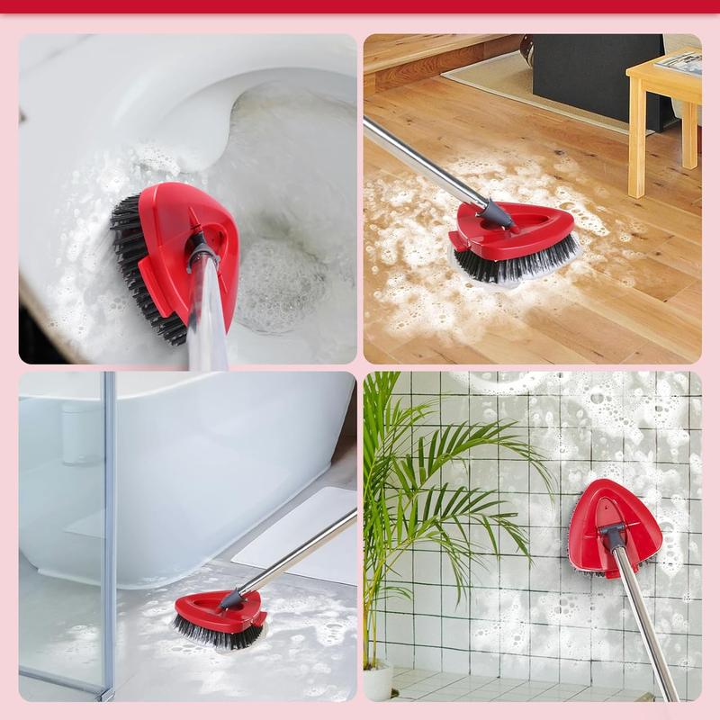 Scrub Brush, Spin Mop Scrub Brush Head Replacement + Refill Base Compatible with 1-Tank System, Hard Bristles Floor Scrubber, Tub & Tile Cleaning Brush for Bathroom, Kitchen, Patio