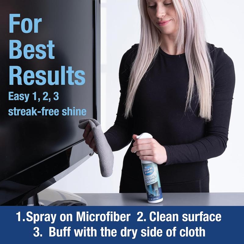 Spray for Electronics Cleaning, Safe Multisurface Cleaner for Any TV, Phone, Monitor, Keyboard, Screen, Computer, Includes Microfiber Towel - 8 Ounce Kit