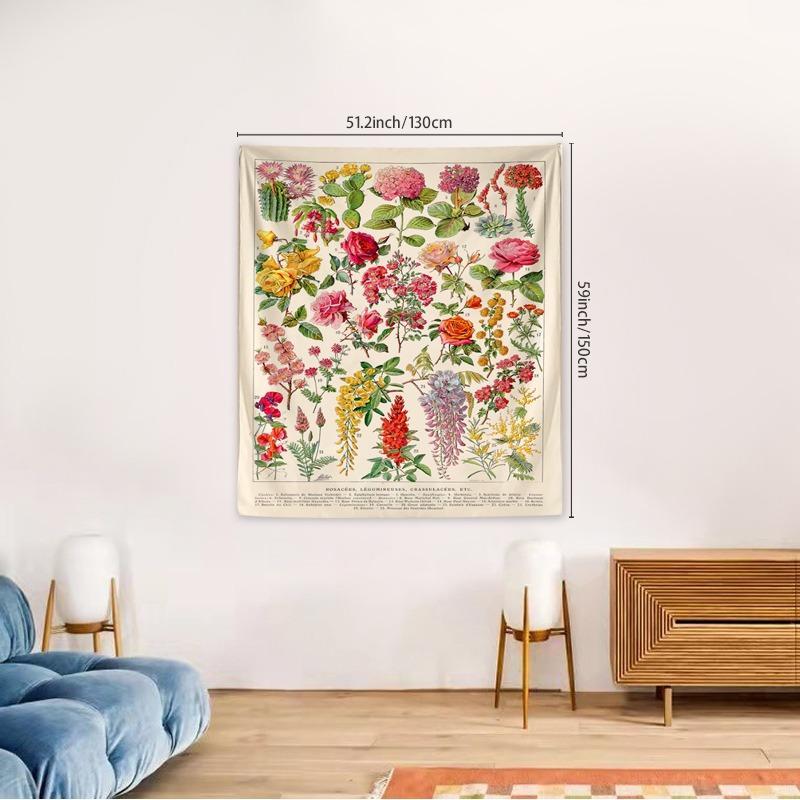 Floral Wall Tapestry, 1 Count Summer Home Decor Hanging Aesthetic Bohemian Wall Hanging Tapestry, Wall Art Decoration for Living Room Dorm Bedroom Decor