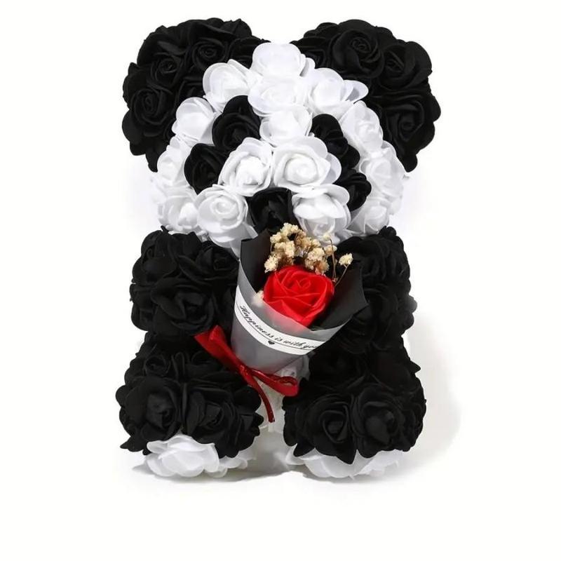 Artificial Rose Bear, 1 Count Cute Bear Shaped Flower Ornament, Home Decor Supplies for Living Room Bedroom Dining Room Wedding Party