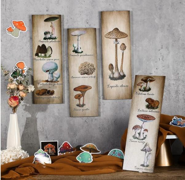 4 Pack Mushroom Wall Decor Vintage Mushroom Wall Art Sign Rustic Wooden Mushroom Kitchen Decor Mushroom Poster Hanging Fungus Aesthetic Art for Bedroom... Size:11 x 3.5 Inch