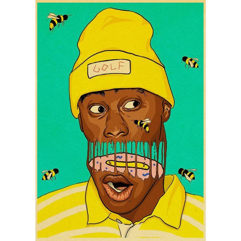 Tyler The Creator Hip Hop Rapper Star Retro Posters Wall Art Painting Vintage Kraft Paper Prints Home  Room  Bar Decor