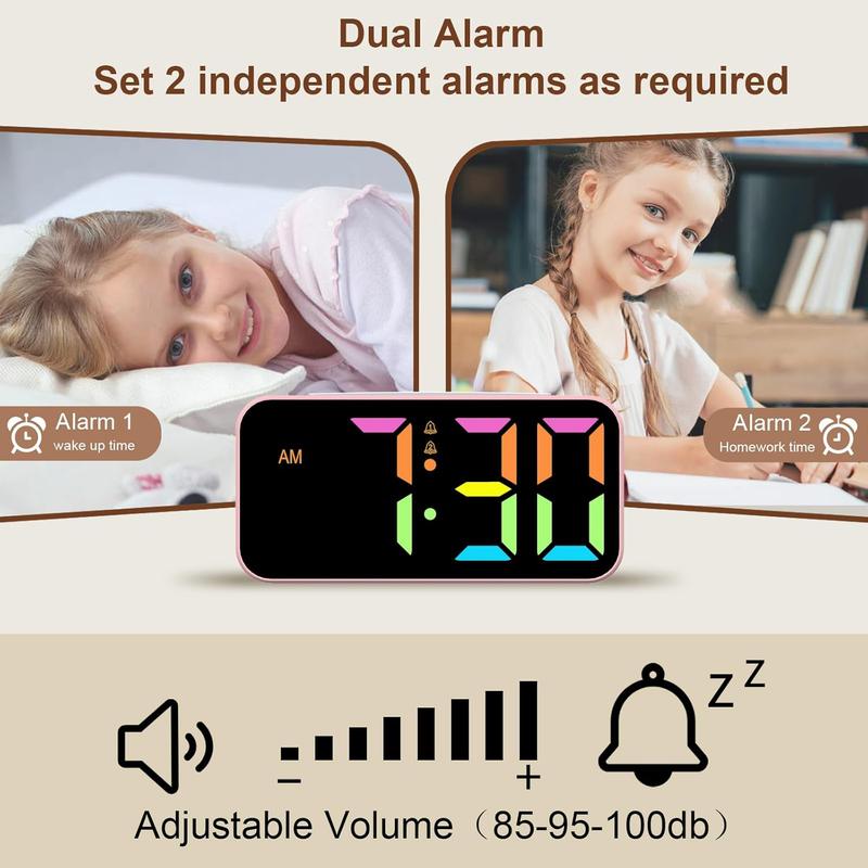 Loud  Clocks for Bedrooms Heavy Sleepers, Digital Clock with Night Light, Large Display, Dual , Snooze, Dimmable Bedside  Clock for  Teens Boys Girls